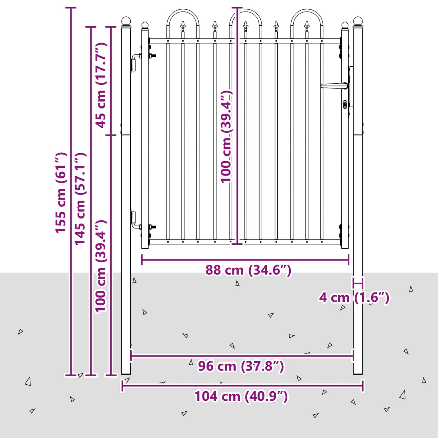 vidaXL Πύλη Φράχτη HORST 100 x 100 cm Μέταλλο Μαύρο Κλειδώσιμο
