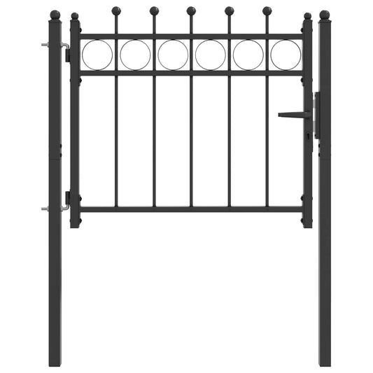vidaXL Πύλη Φράχτη HORST 100 x 75 cm Μέταλλο Μαύρο Κλειδώσιμο