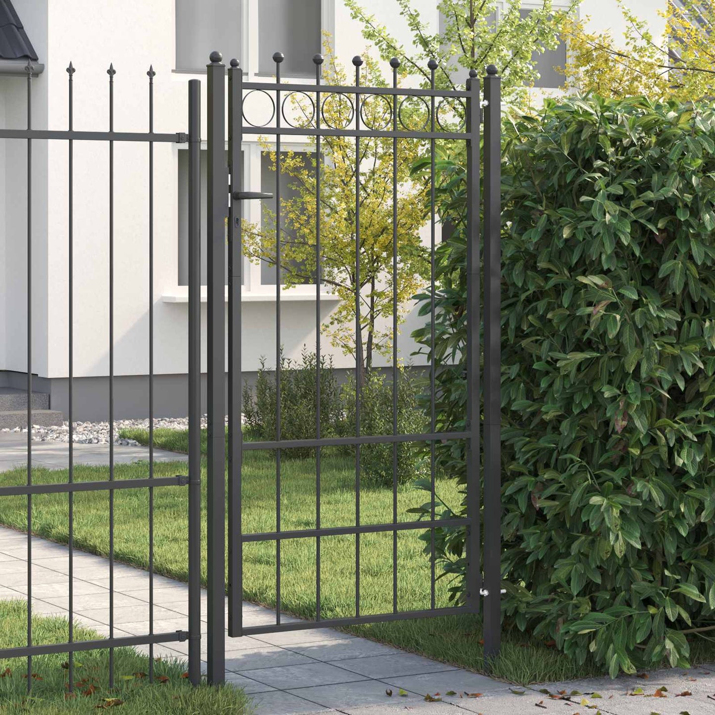 vidaXL Πύλη Φράχτη HORST 100 x 175 cm Μέταλλο Μαύρο Κλειδώσιμο
