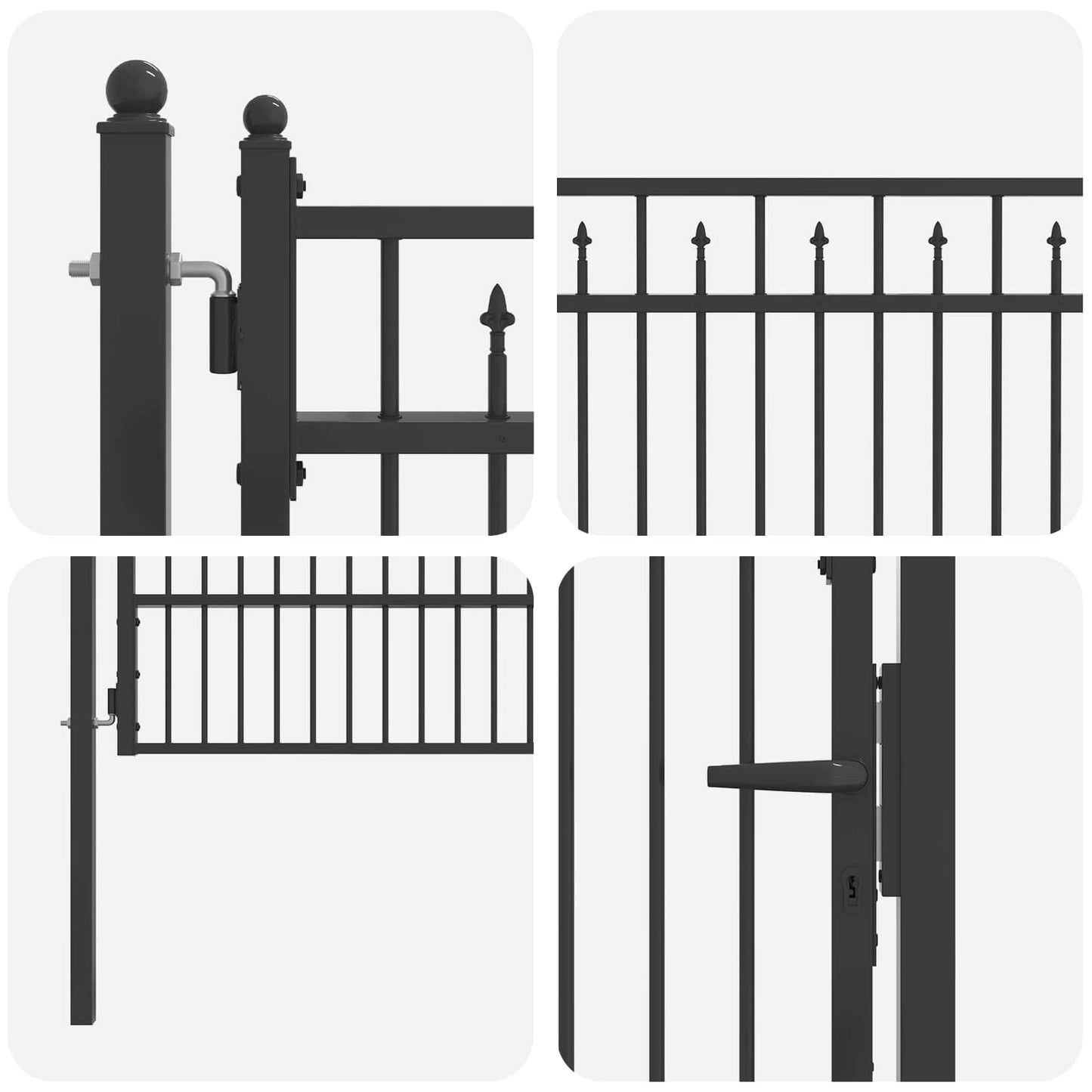 vidaXL Πύλη Φράχτη HORST 100 x 150 cm Μέταλλο Μαύρο Κλειδώσιμο