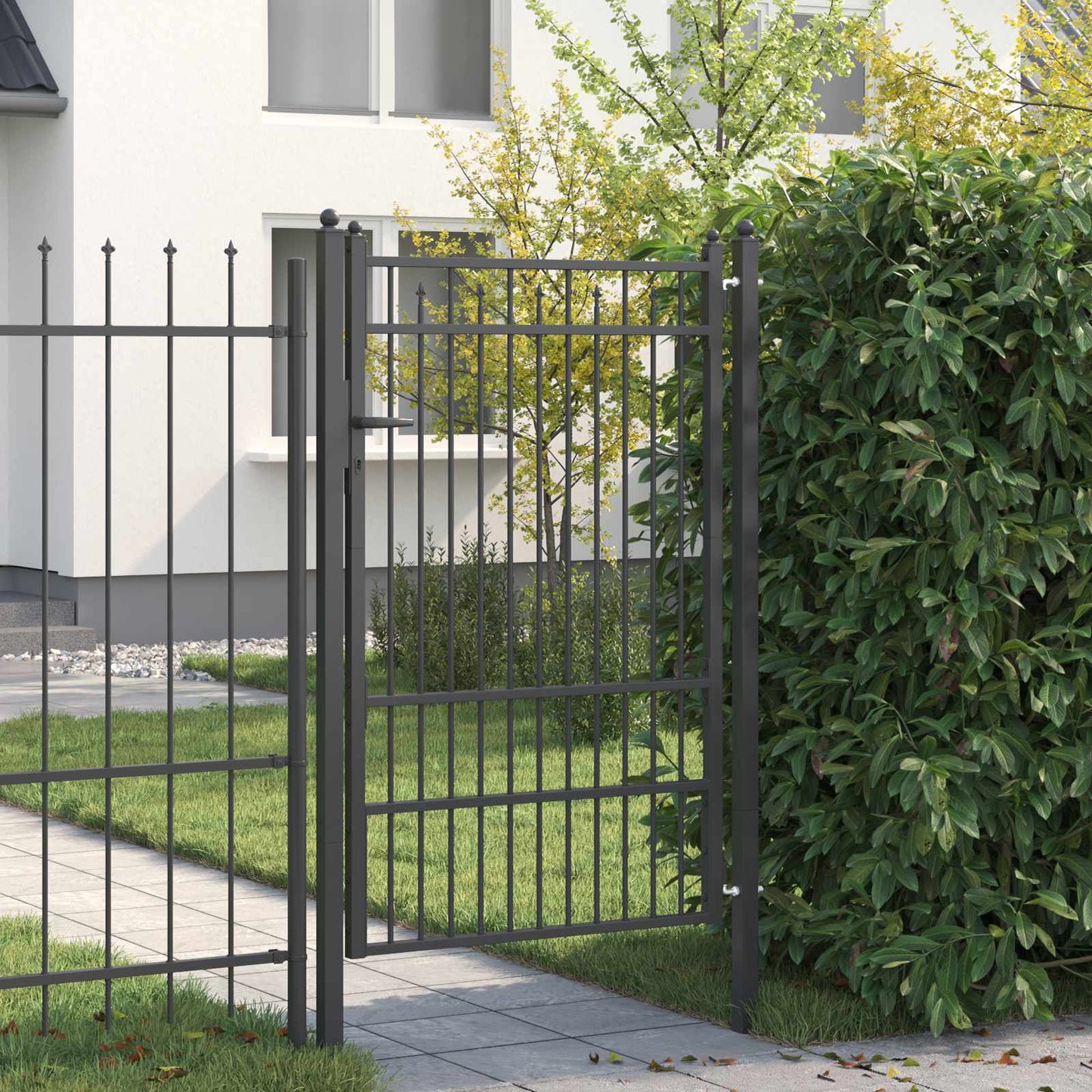 vidaXL Πύλη Φράχτη HORST 100 x 150 cm Μέταλλο Μαύρο Κλειδώσιμο