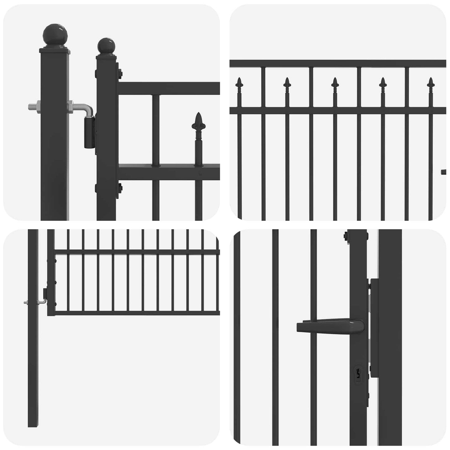 vidaXL Πύλη Φράχτη HORST 100 x 175 cm Μέταλλο Μαύρο Κλειδώσιμο