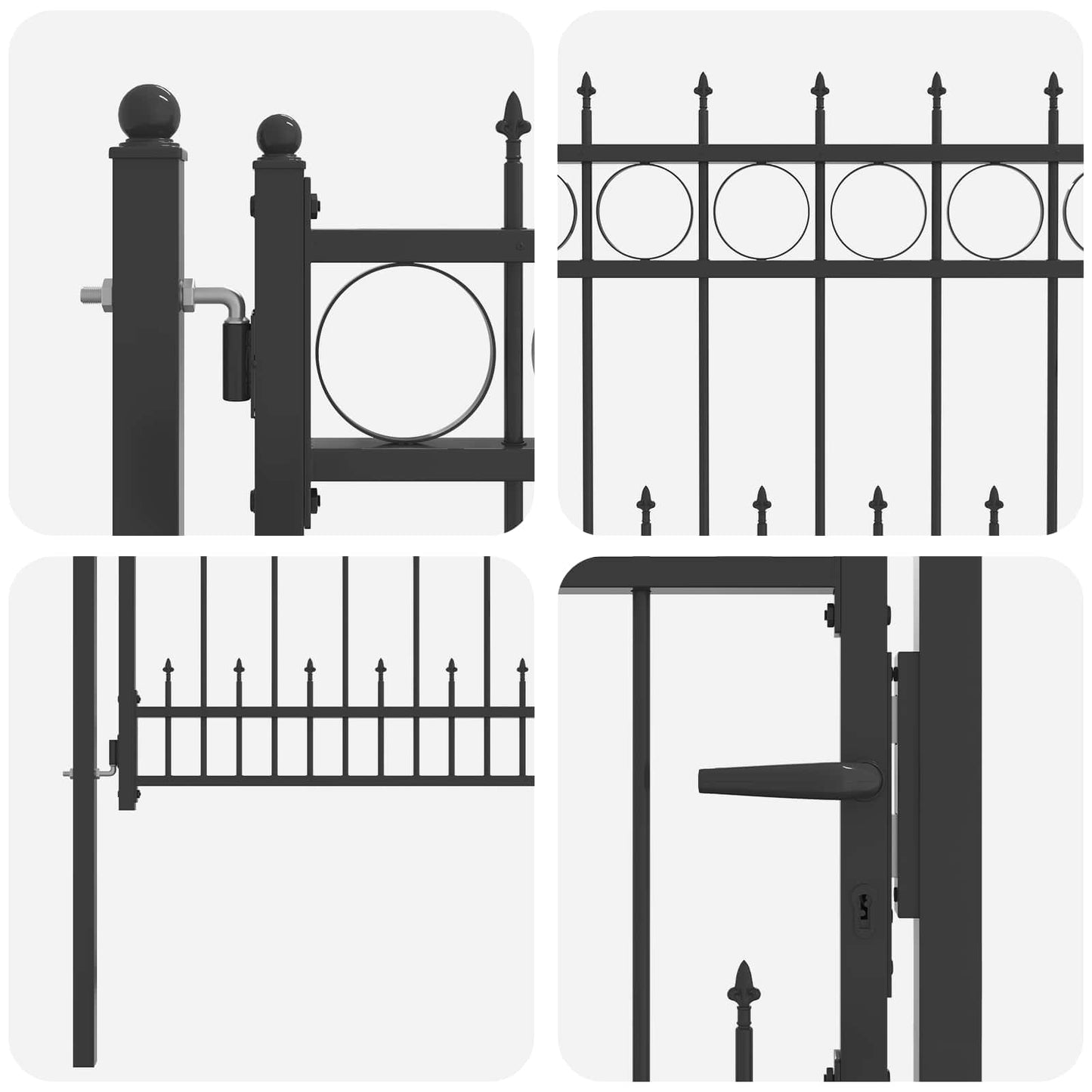 vidaXL Πύλη Φράχτη HORST 100 x 75 cm Μέταλλο Μαύρο Κλειδώσιμο