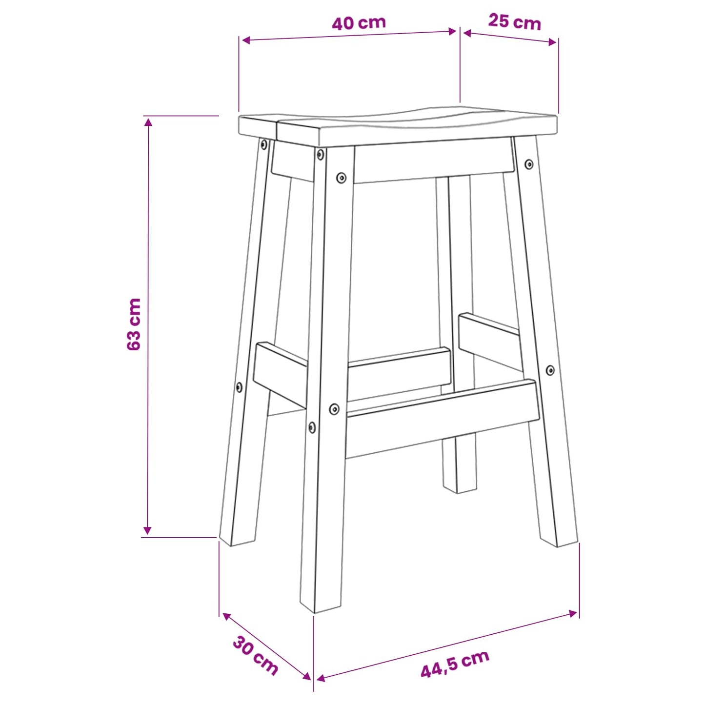 VidaXL Μπαρ σκαμπό 2 pcs Λευκό και Κερί Μελιού 44 x 30 x 63 εκ.