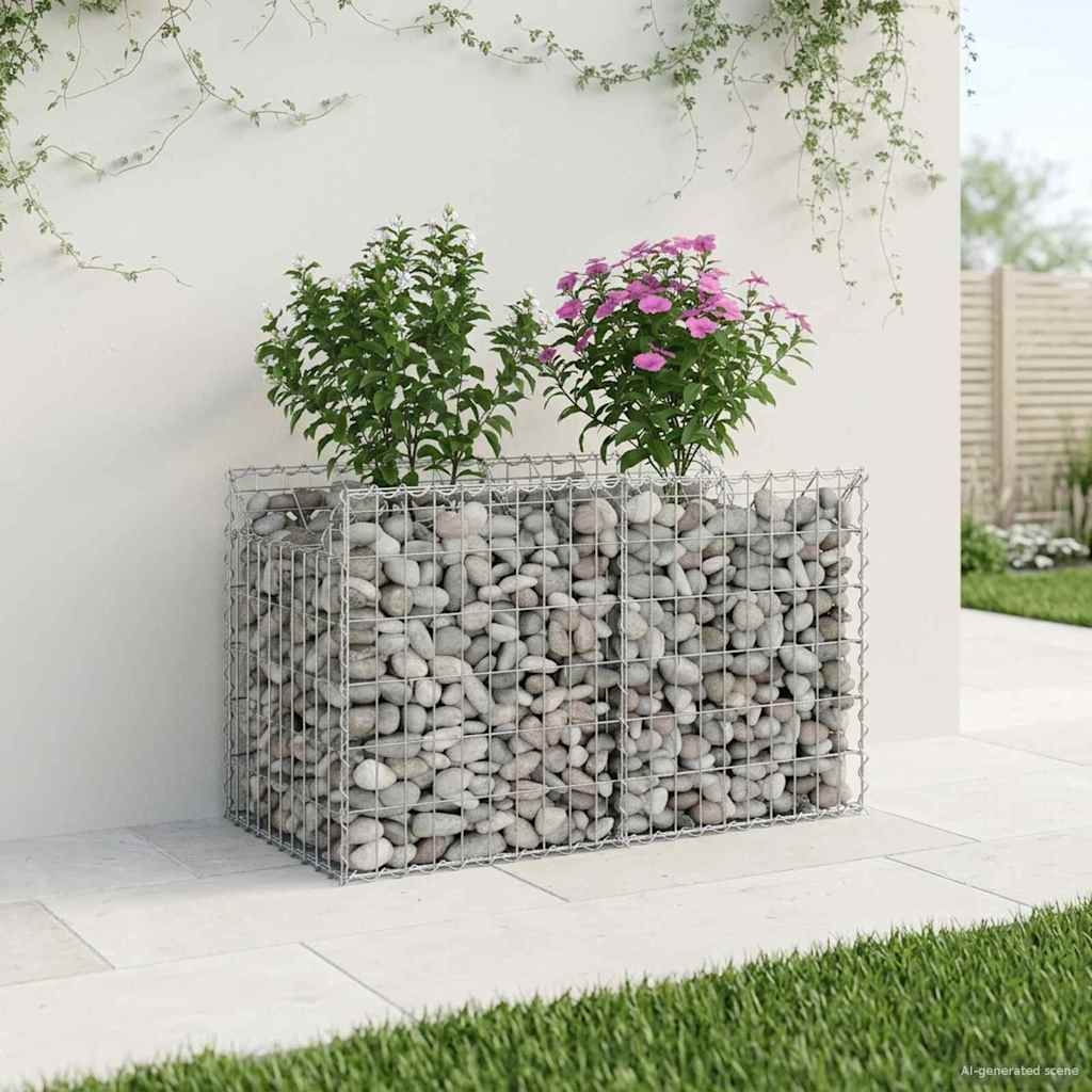 vidaXL Ανασηκωμένο κρεβάτι gabion Ασημί 100 x 50 x 60 εκ