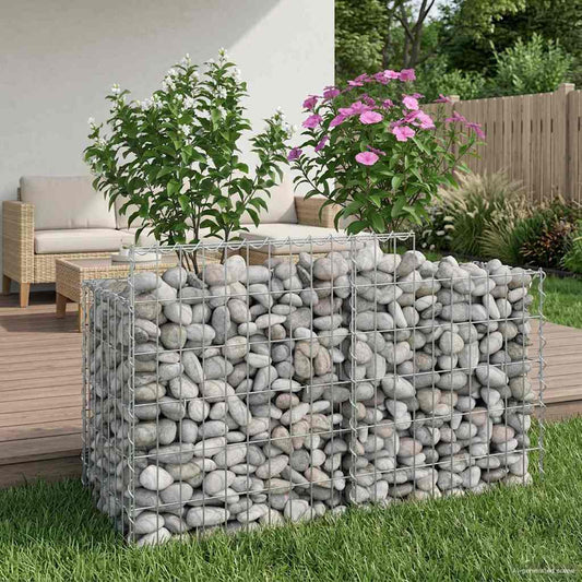 vidaXL Ανασηκωμένο κρεβάτι gabion Ασημί 100 x 50 x 60 εκ