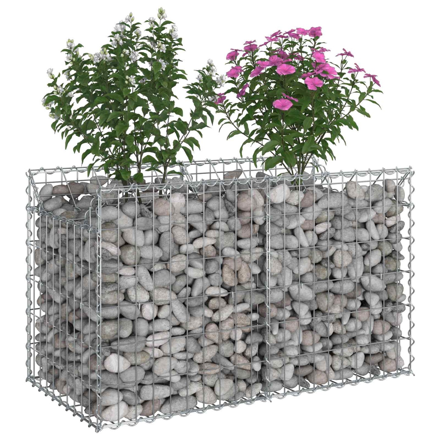 vidaXL Ανασηκωμένο κρεβάτι gabion Ασημί 100 x 50 x 60 εκ