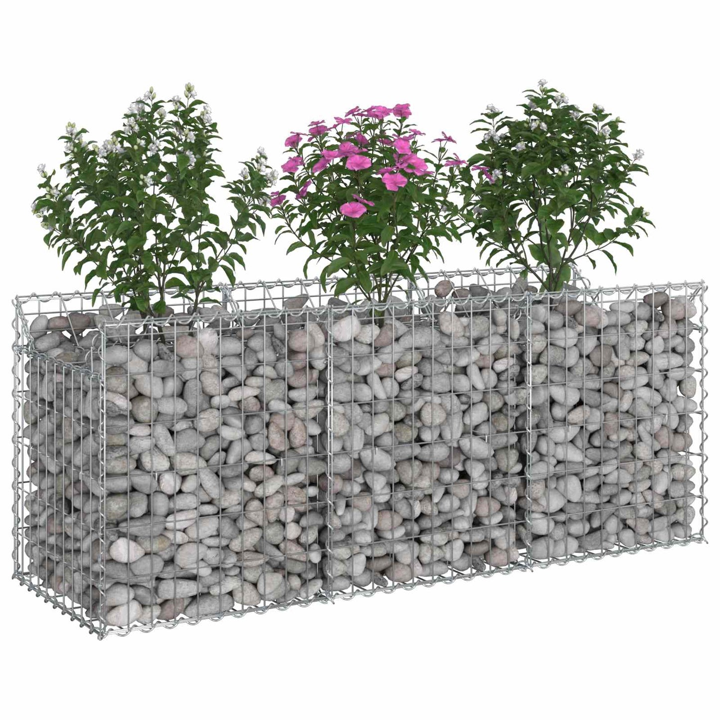 vidaXL Ανασηκωμένο κρεβάτι gabion Ασημί 150 x 50 x 60 εκ