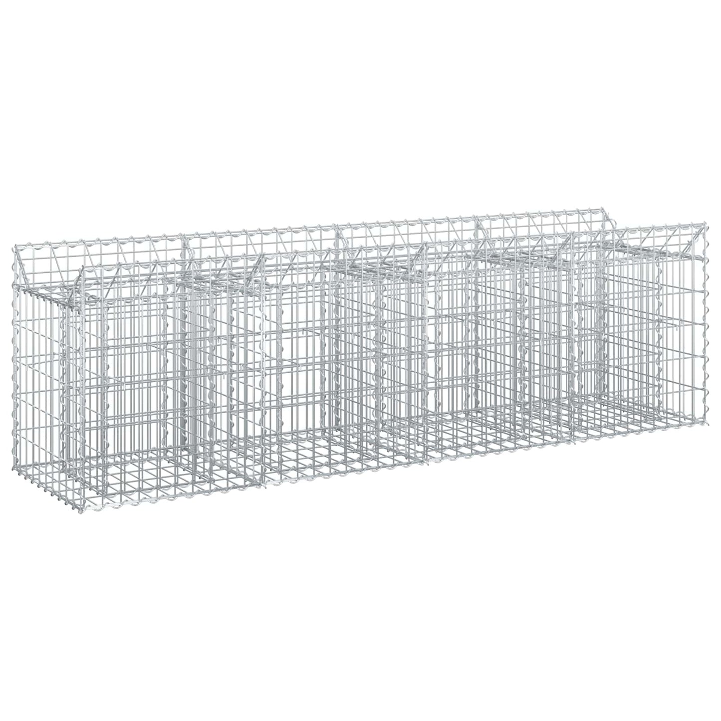 vidaXL Ανασηκωμένο κρεβάτι gabion Ασημί 200 x 50 x 60 cm