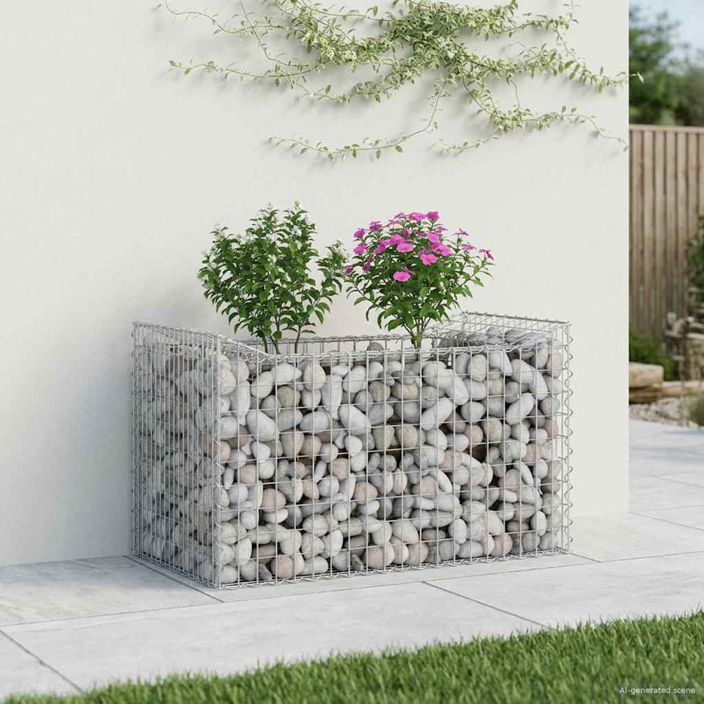 vidaXL Ανασηκωμένο κρεβάτι gabion Ασημί 50 x 100 x 60 εκ