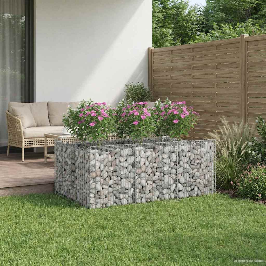 vidaXL Ανασηκωμένο κρεβάτι gabion Ασημί 150 x 100 x 60 εκ