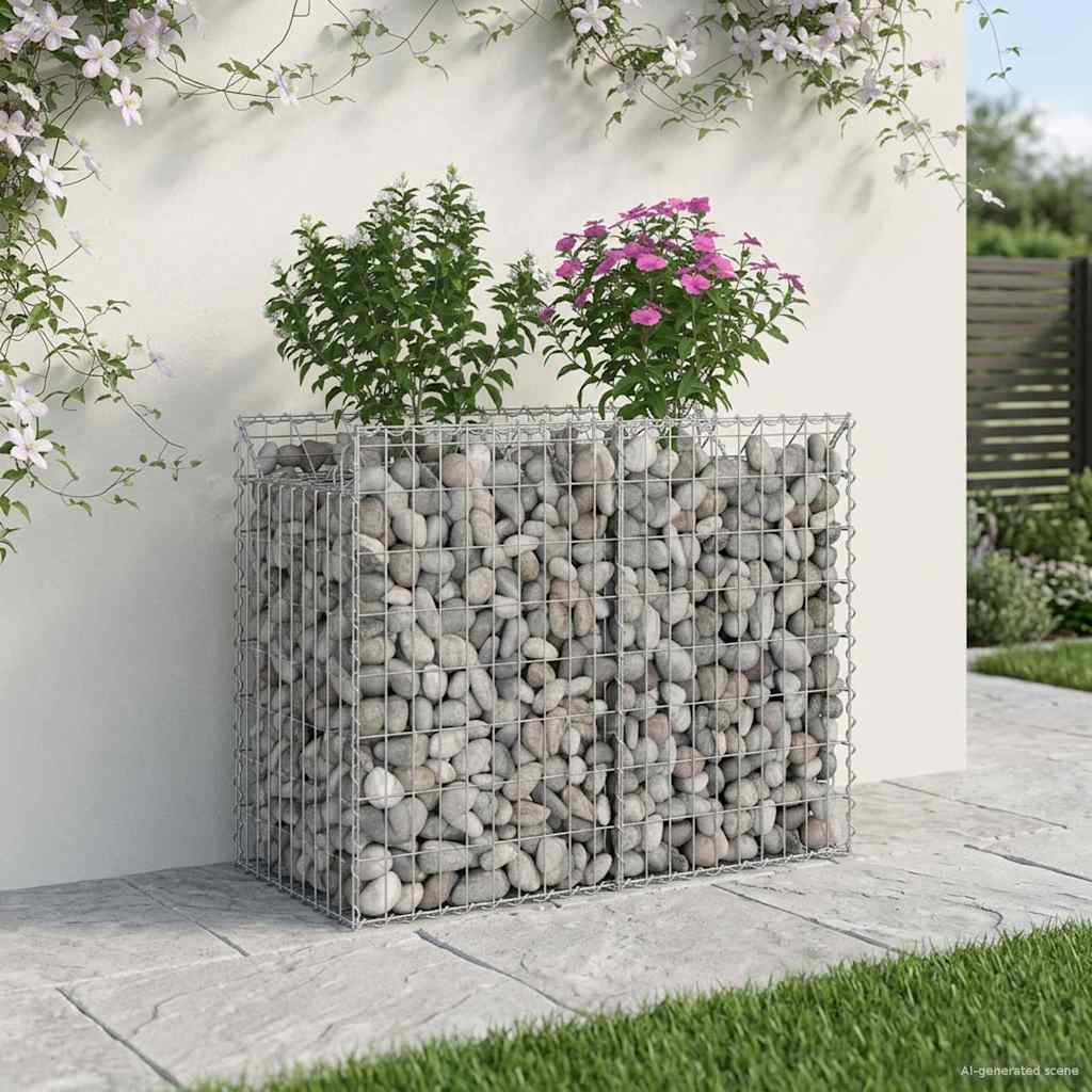 vidaXL Ανασηκωμένο κρεβάτι gabion Ασημί 100 x 50 x 80 εκ