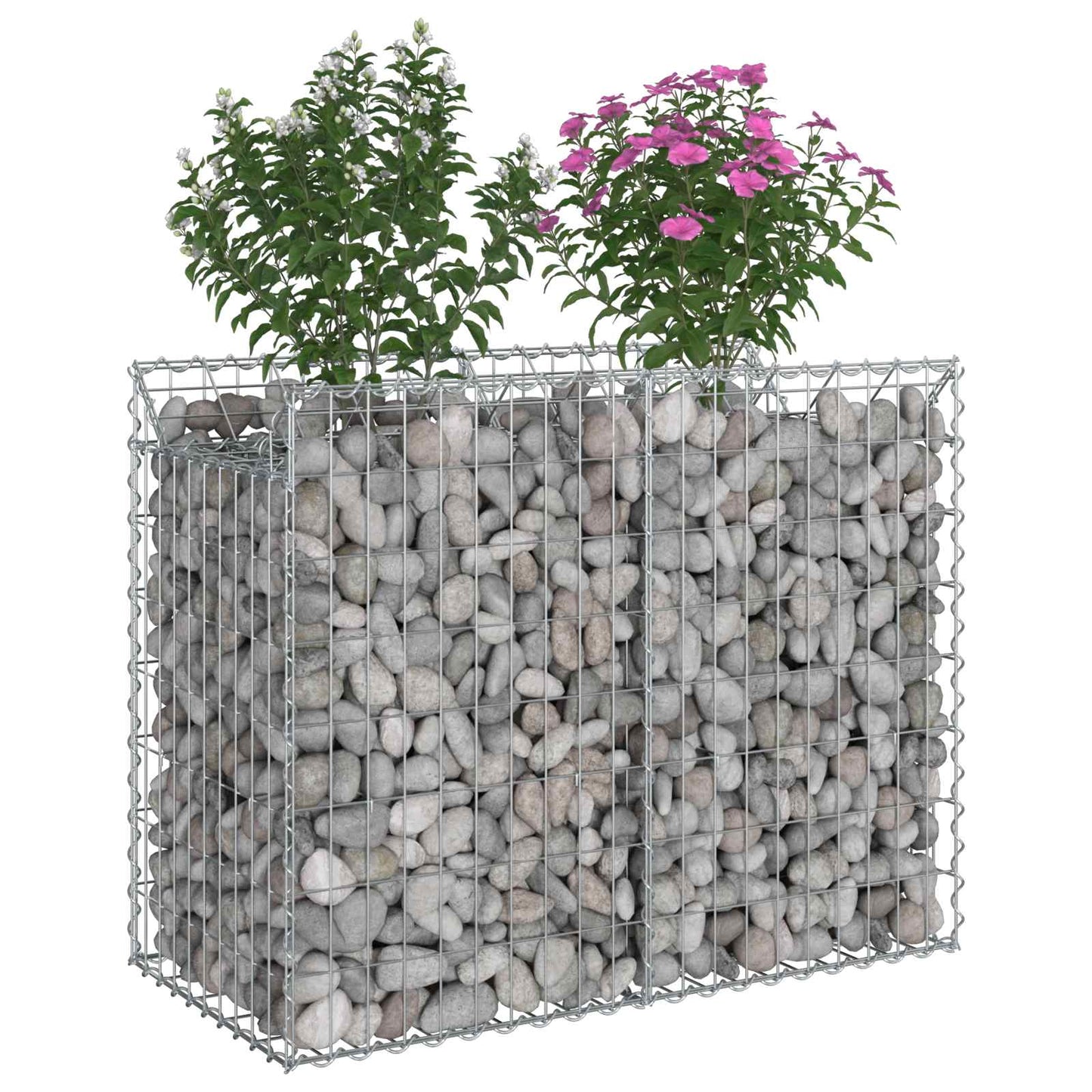 vidaXL Ανασηκωμένο κρεβάτι gabion Ασημί 100 x 50 x 80 εκ