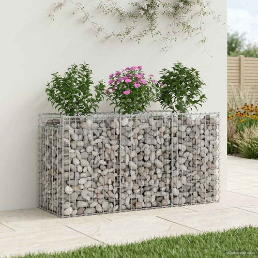 vidaXL Ανασηκωμένο κρεβάτι gabion Ασημί 150 x 50 x 80 εκ