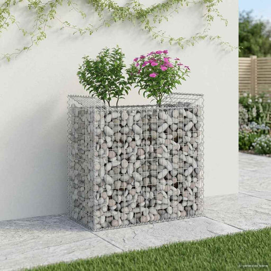 vidaXL Ανασηκωμένο κρεβάτι gabion Ασημί