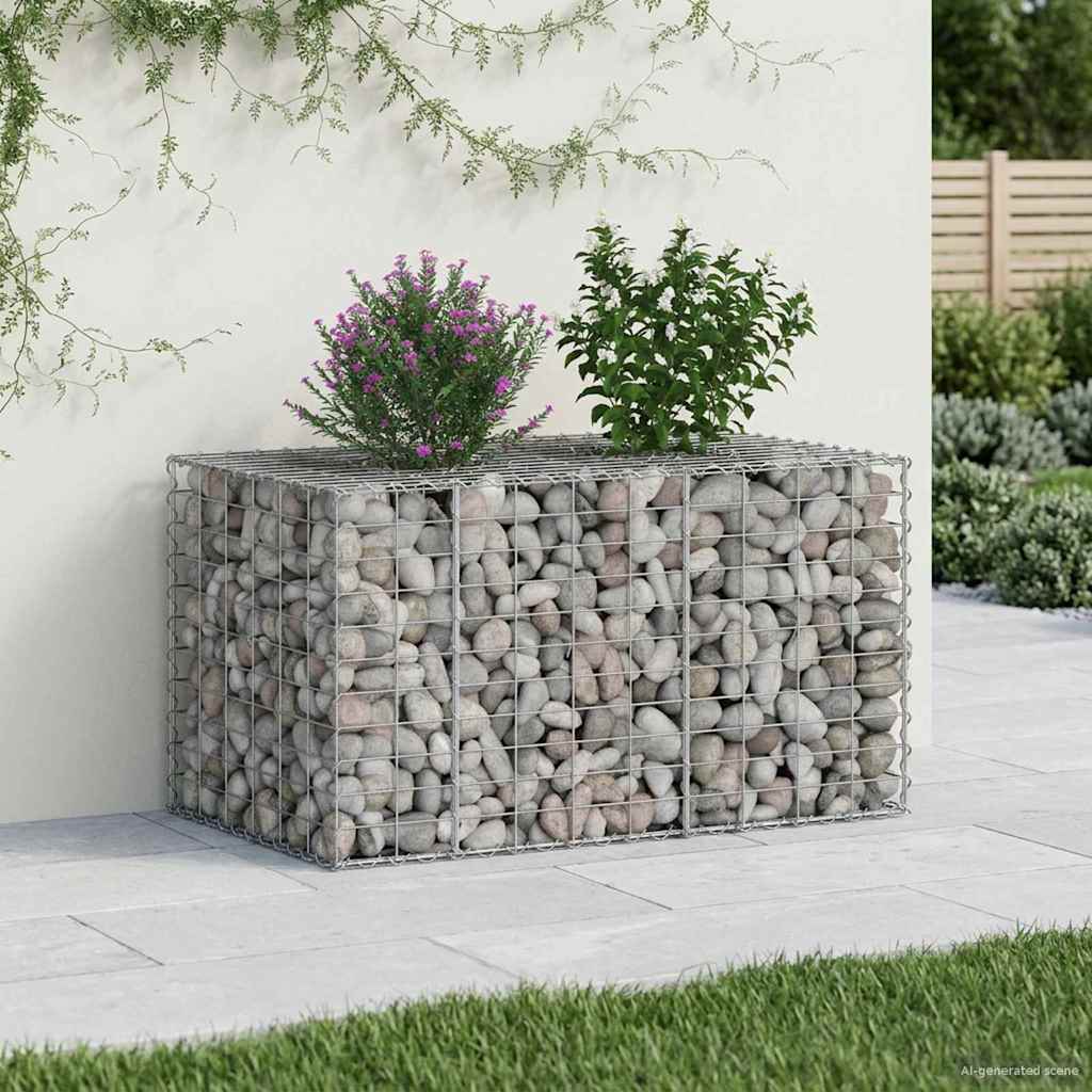 vidaXL Ανασηκωμένο κρεβάτι gabion Ασημί 100 x 60 x 55 εκ