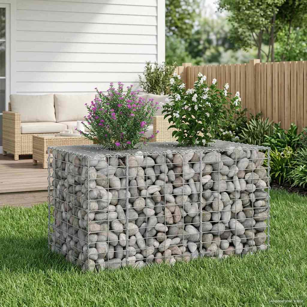 vidaXL Ανασηκωμένο κρεβάτι gabion Ασημί 100 x 60 x 55 εκ
