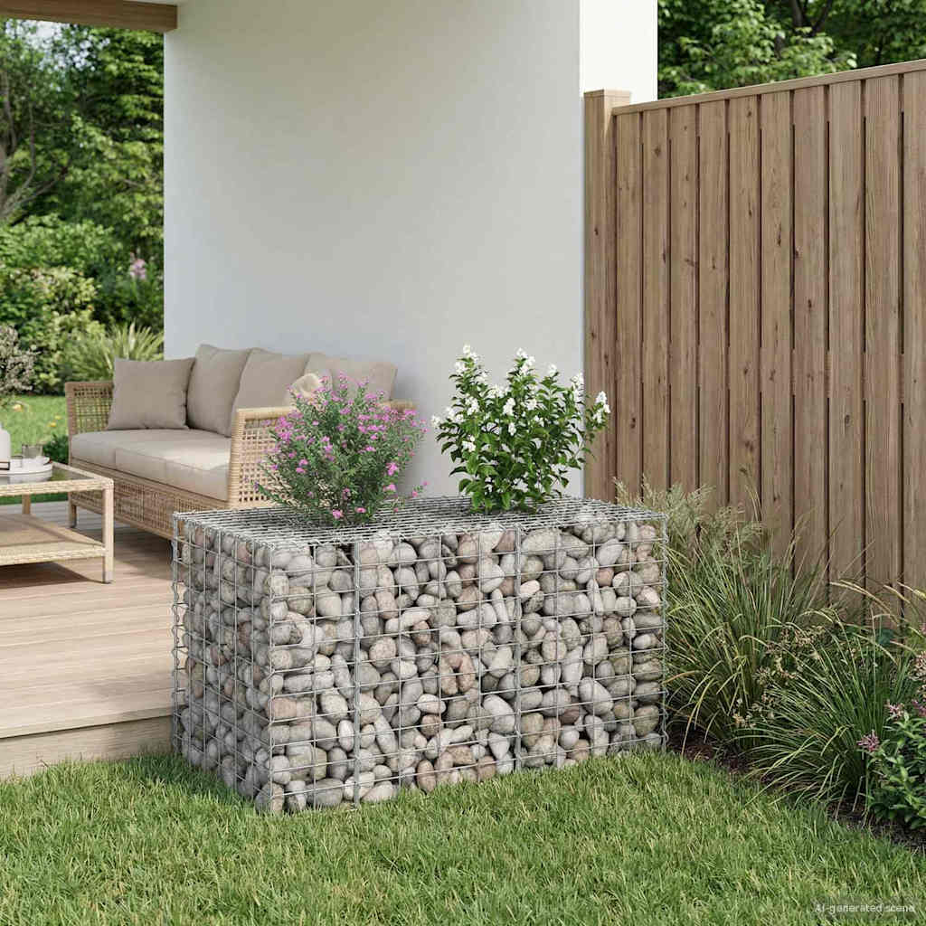 vidaXL Ανασηκωμένο κρεβάτι gabion Ασημί 100 x 60 x 55 εκ