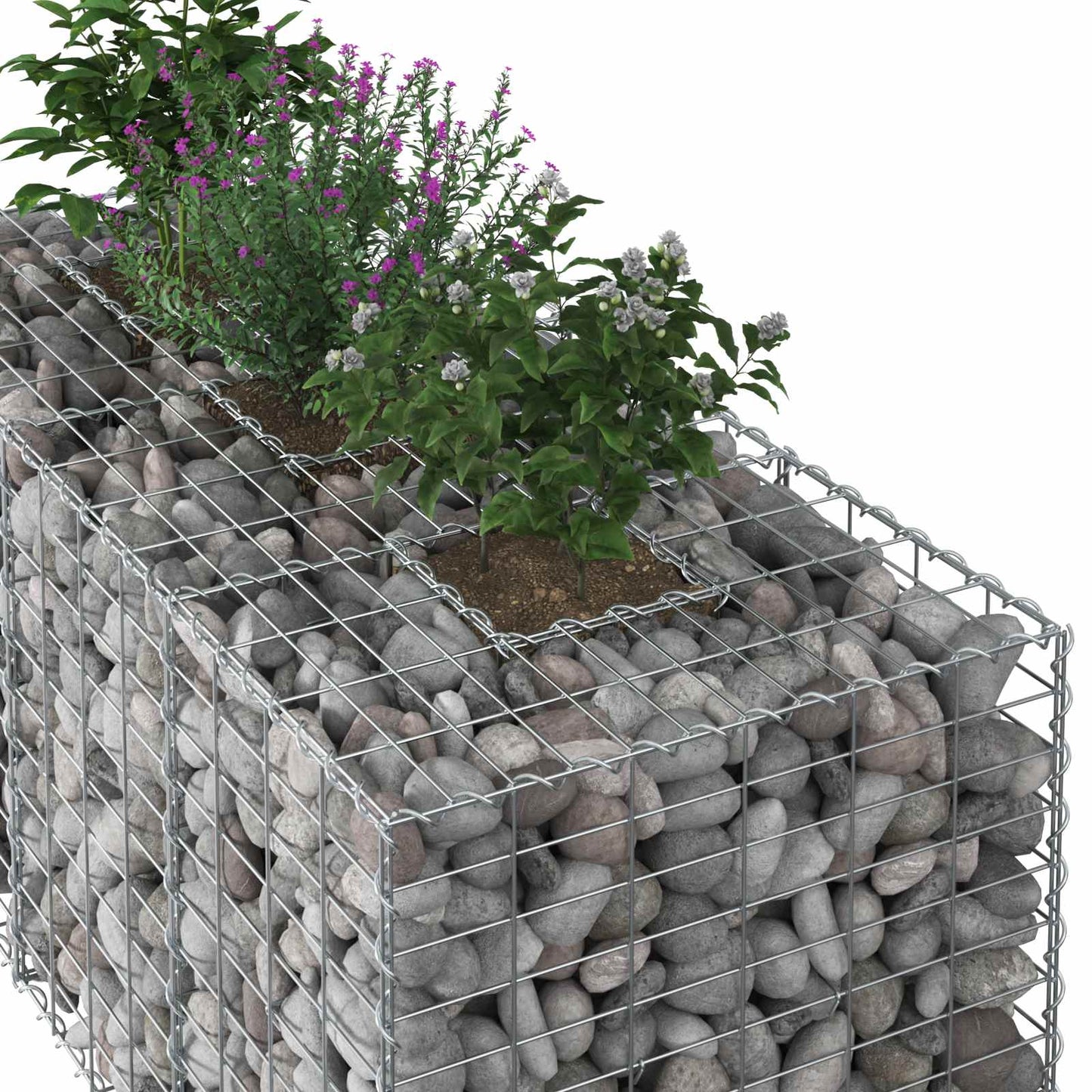 vidaXL Ανασηκωμένο κρεβάτι gabion Ασημί 140 x 60 x 55 εκ