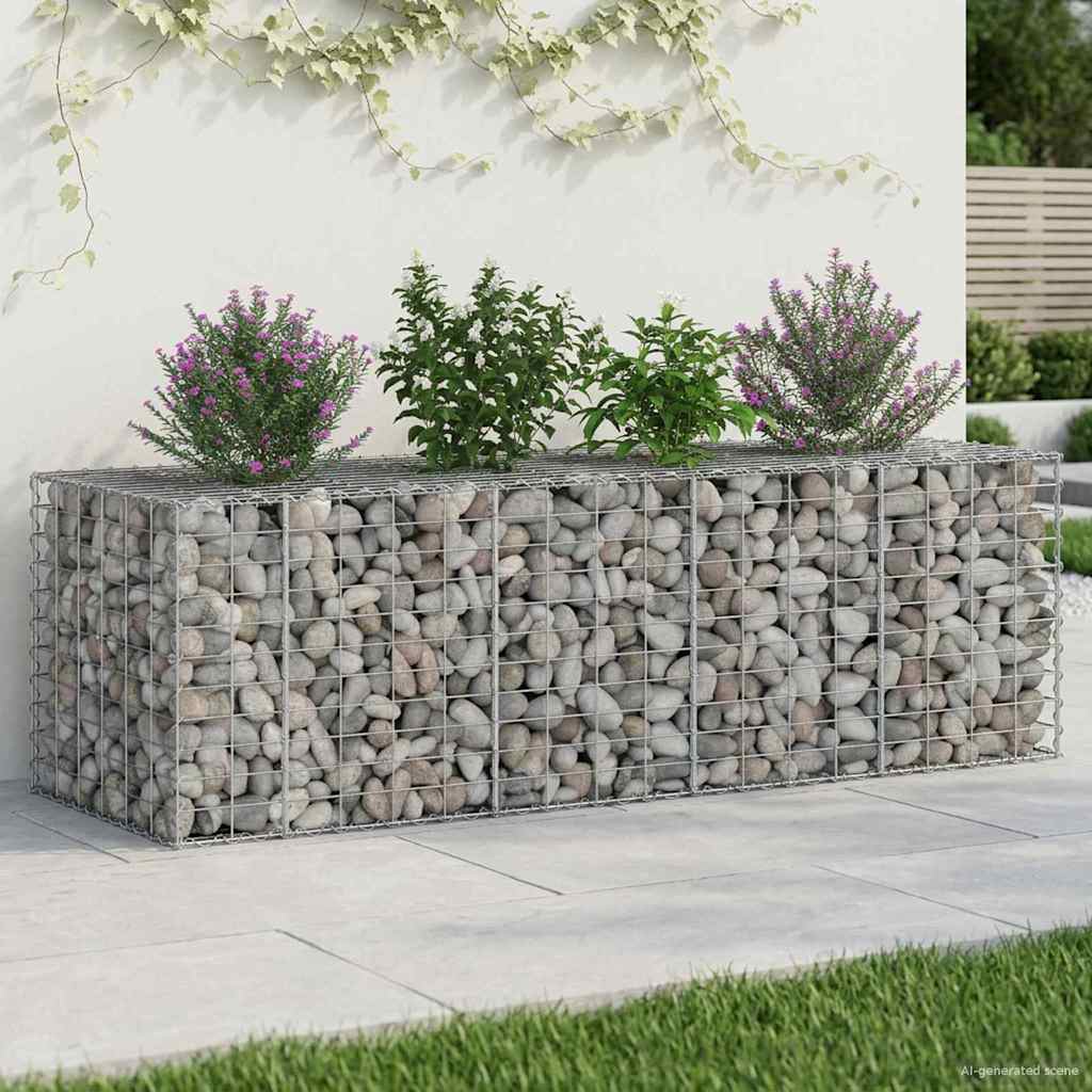 vidaXL Ανασηκωμένο κρεβάτι gabion Ασημί 180 x 60 x 55 εκ