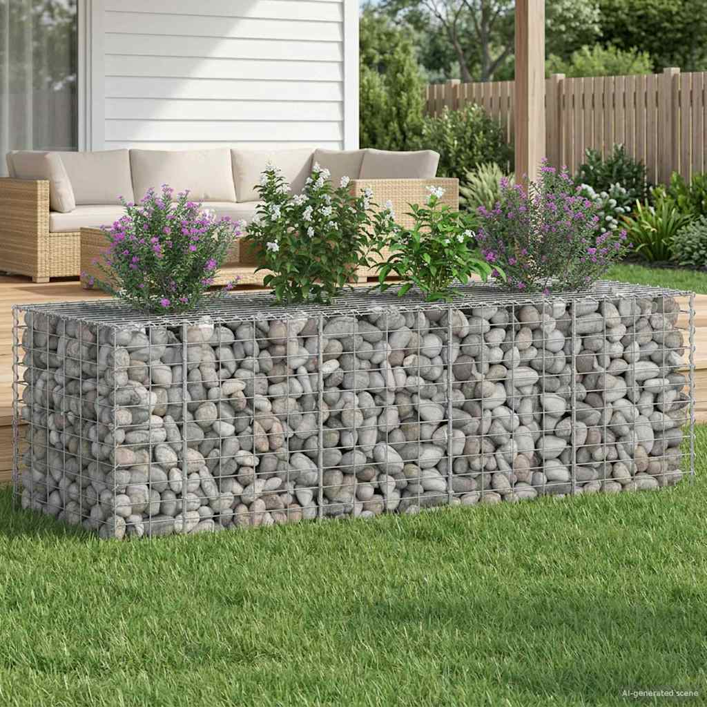 vidaXL Ανασηκωμένο κρεβάτι gabion Ασημί 180 x 60 x 55 εκ
