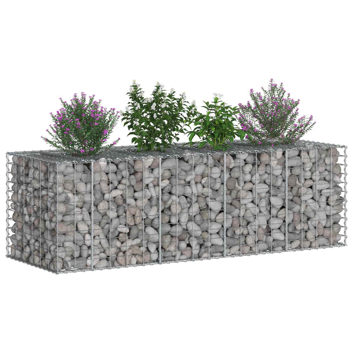 vidaXL Ανασηκωμένο κρεβάτι gabion Ασημί 180 x 60 x 55 εκ