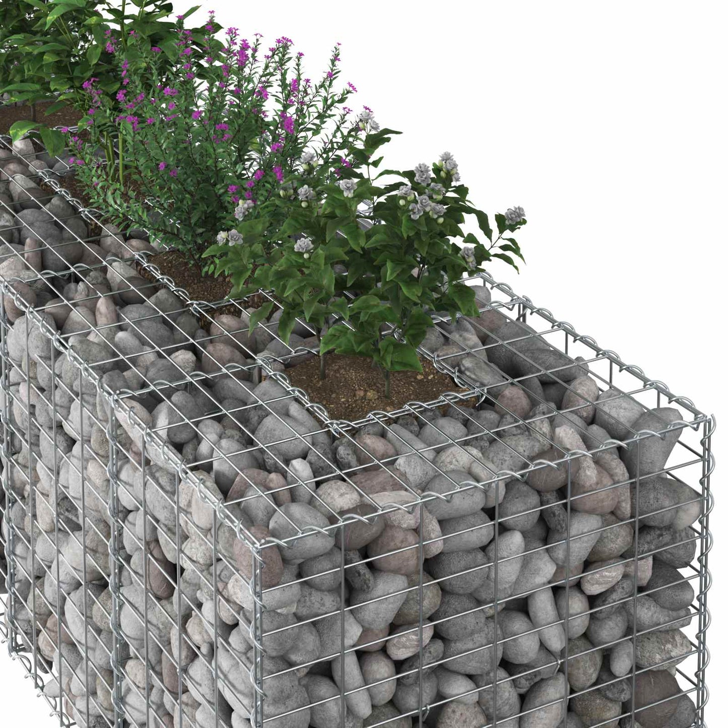 vidaXL Ανασηκωμένο κρεβάτι gabion Ασημί 180 x 60 x 55 εκ