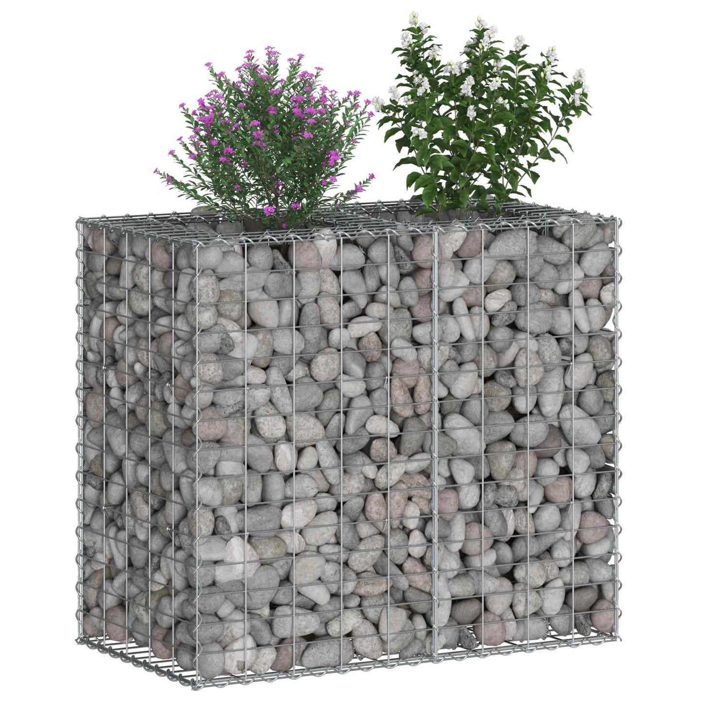 vidaXL Ανασηκωμένο κρεβάτι gabion Ασημί 90 x 50 x 80 εκ