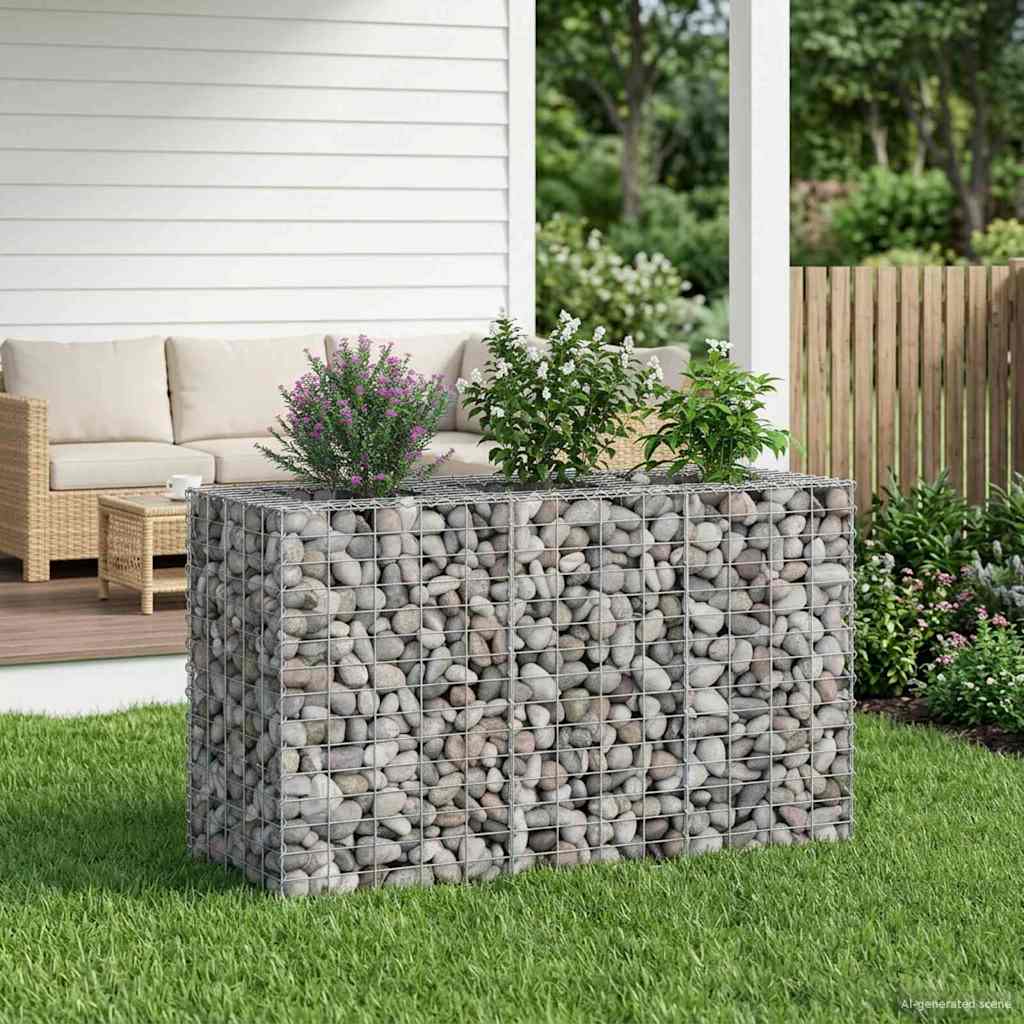 vidaXL Ανασηκωμένο κρεβάτι gabion Ασημί 130 x 50 x 80 cm