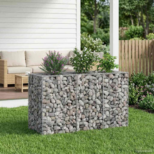 vidaXL Ανασηκωμένο κρεβάτι gabion Ασημί 130 x 50 x 80 cm