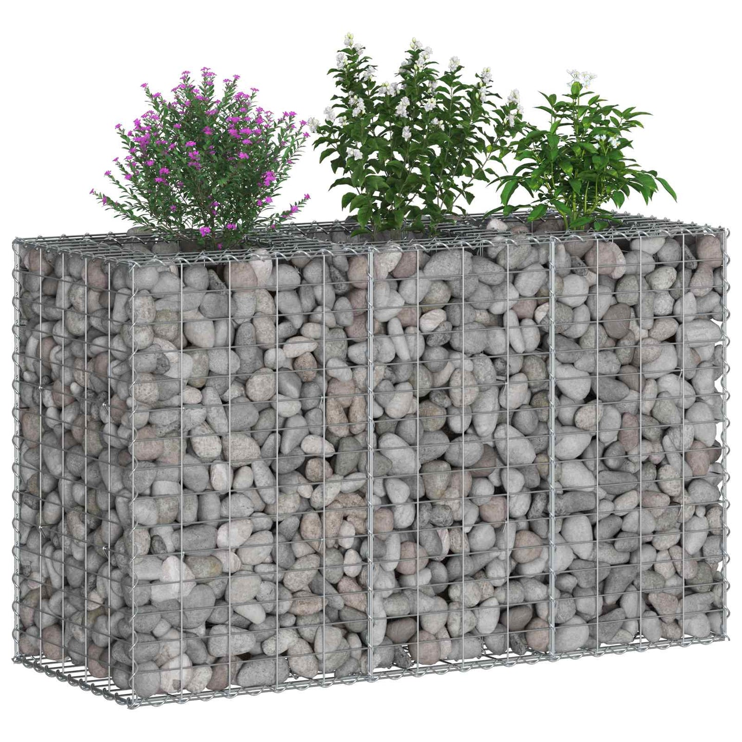 vidaXL Ανασηκωμένο κρεβάτι gabion Ασημί 130 x 50 x 80 cm