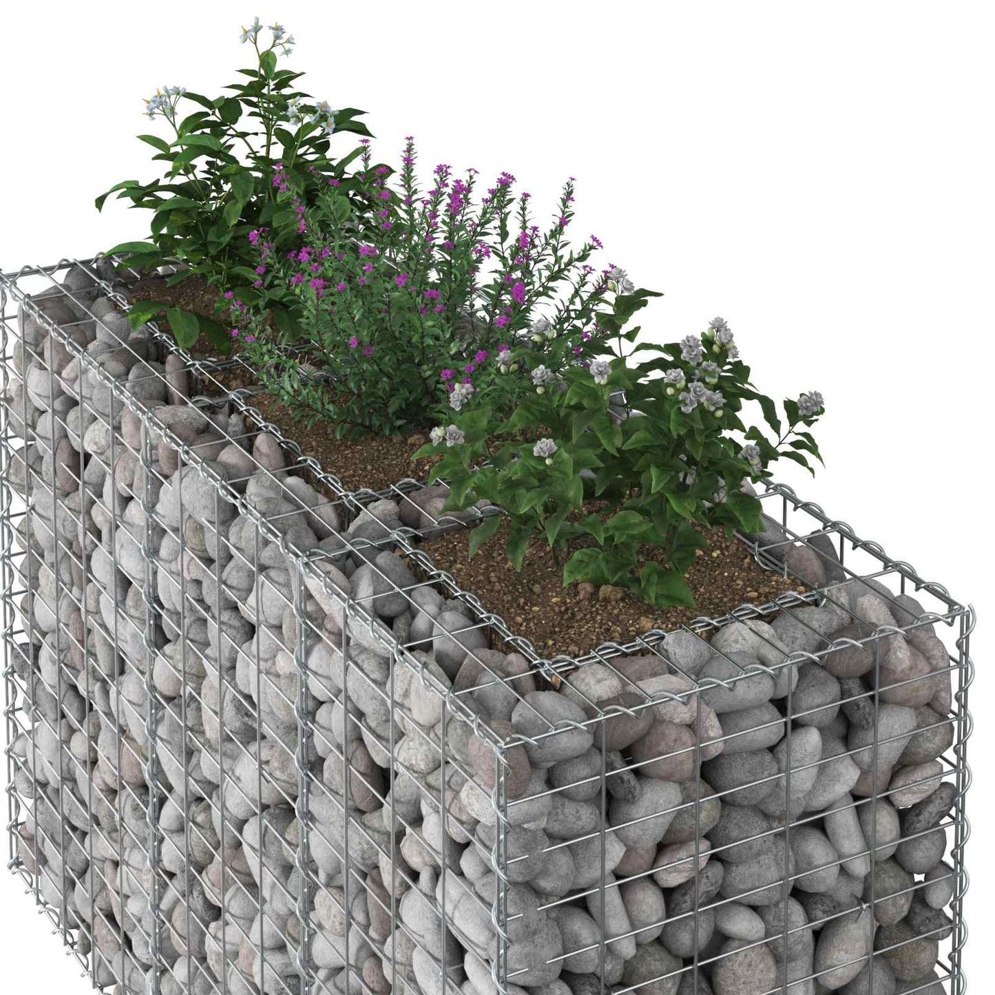 vidaXL Ανασηκωμένο κρεβάτι gabion Ασημί 130 x 50 x 80 cm
