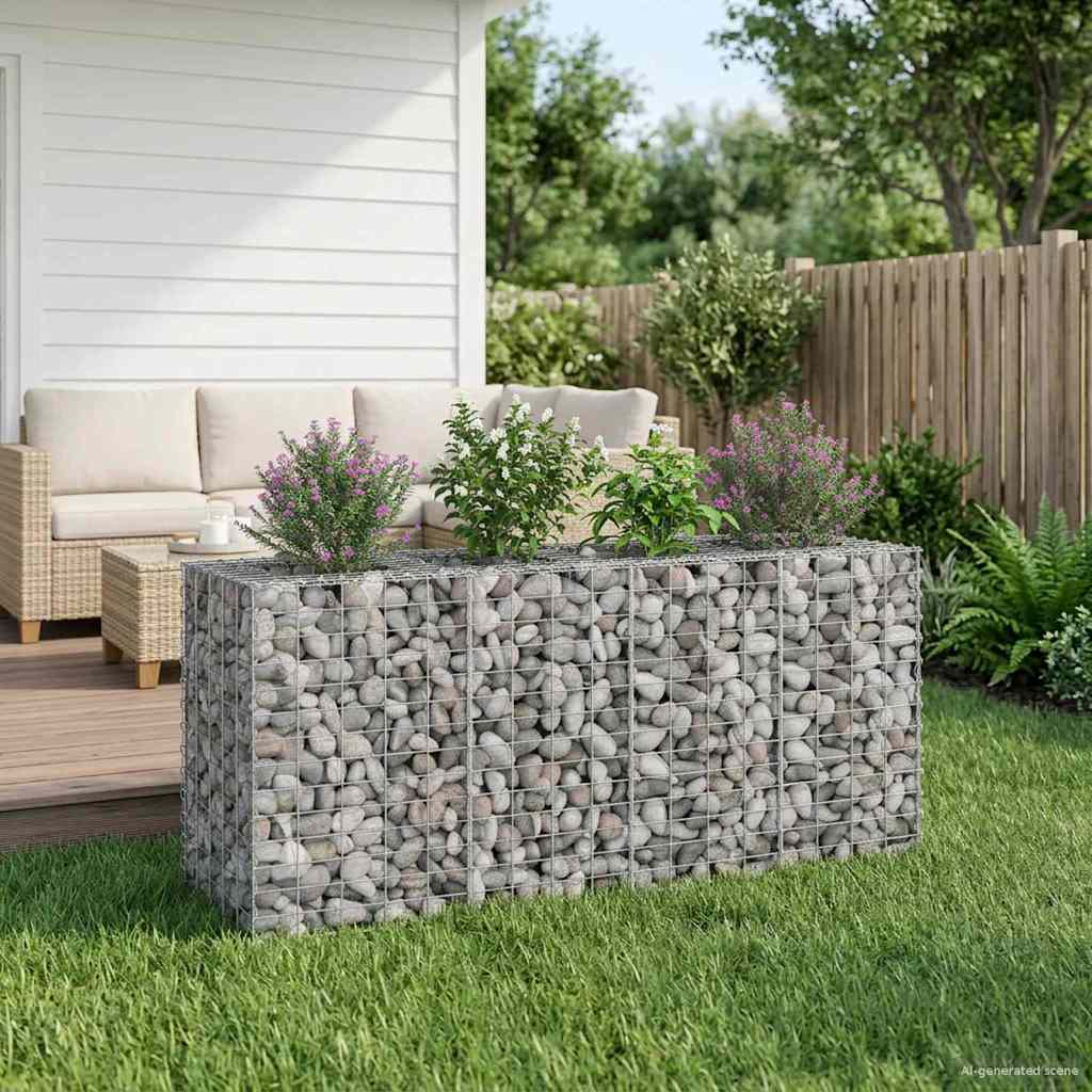 vidaXL Ανασηκωμένο κρεβάτι gabion Ασημί 170 x 50 x 80 εκ