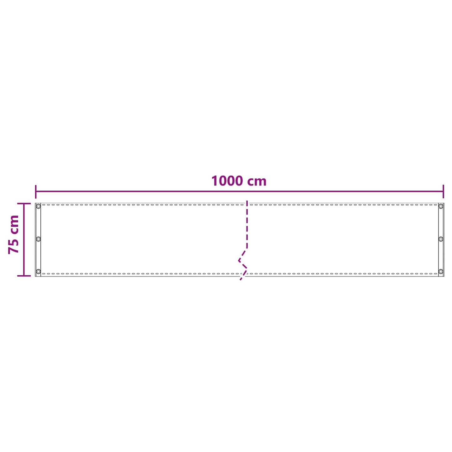 vidaXL Οθόνη Μπαλκονιού Ορθογώνιος 75 x 1000 cm HDPE και Αλουμίνιο