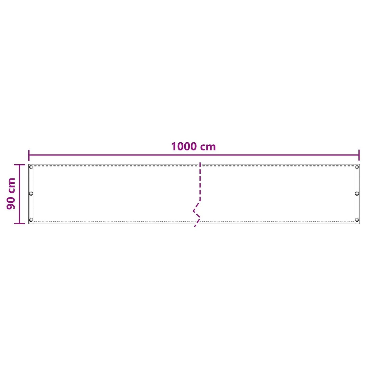 vidaXL Οθόνη Μπαλκονιού Μαύρο 90 x 1000 cm HDPE και Αλουμίνιο