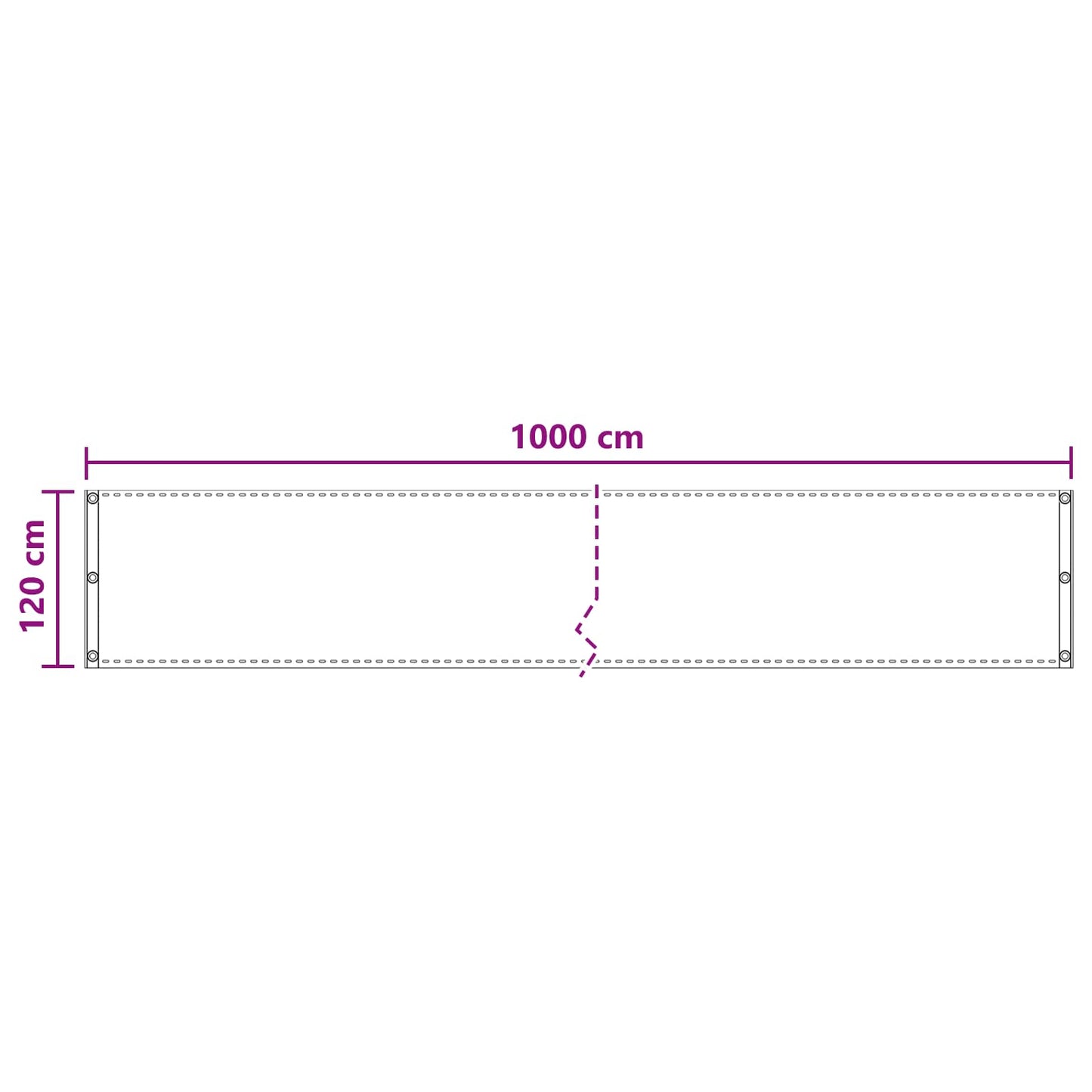 vidaXL Οθόνη Μπαλκονιού Μαύρο 120 x 1000 cm HDPE και Αλουμίνιο
