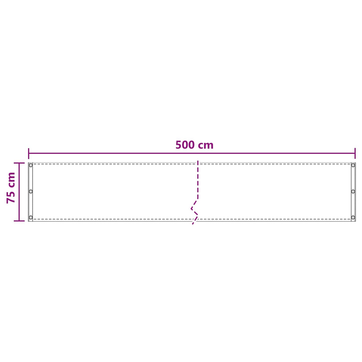 vidaXL Οθόνη Μπαλκονιού Ορθογώνιος 75 x 500 cm HDPE και Αλουμίνιο
