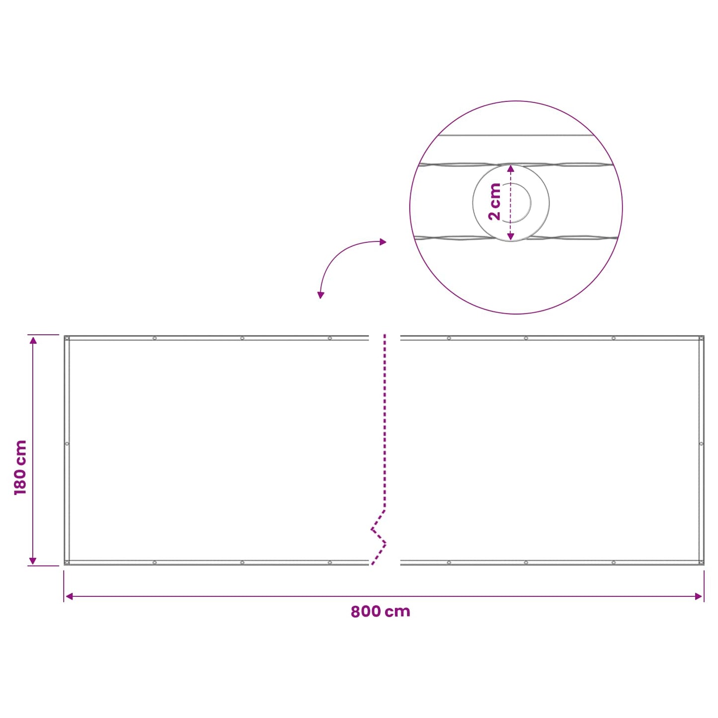 vidaXL Αδιάφανο σκίαστρο μπαλκονιού 180 x 800 cm