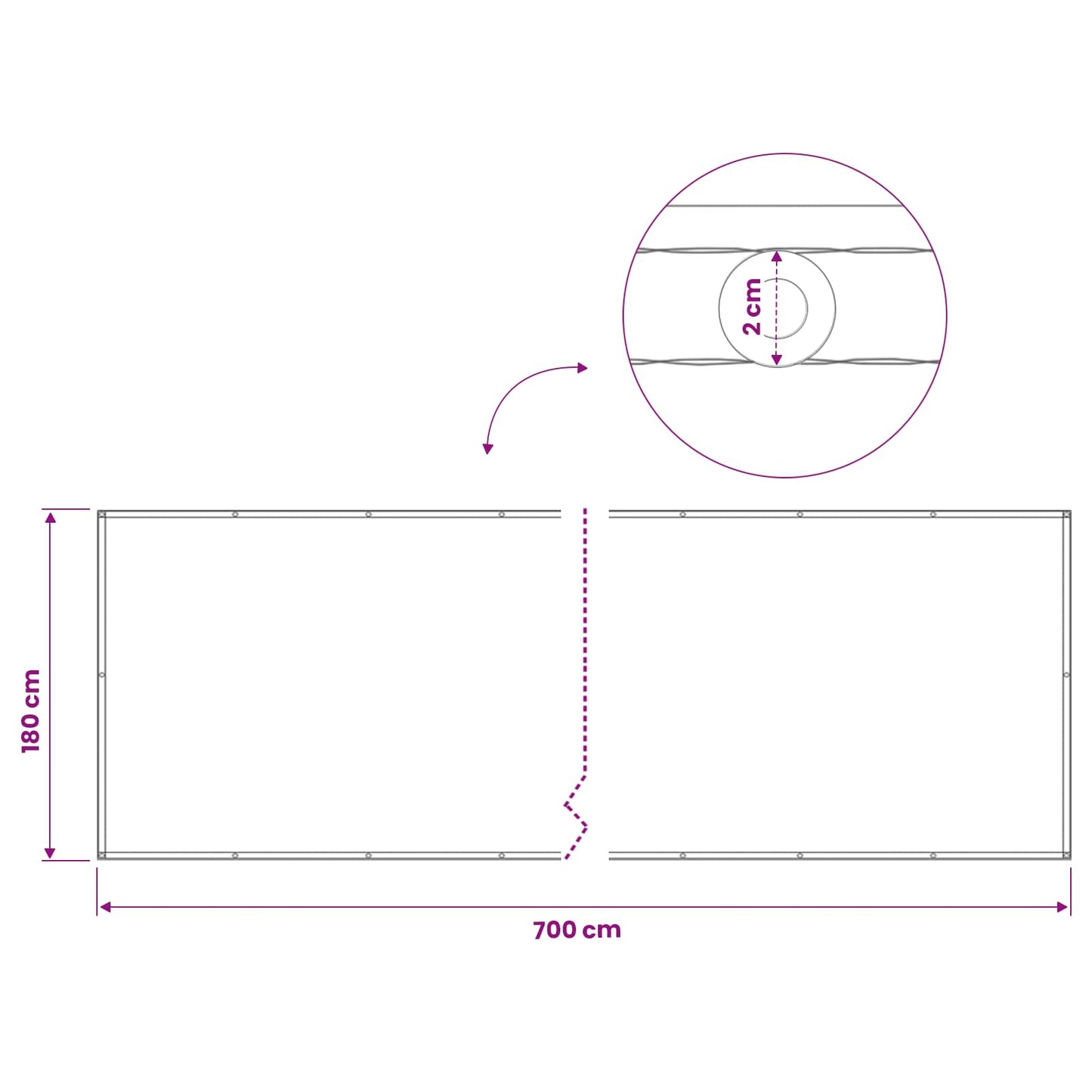 vidaXL Αδιάφανο σκίαστρο μπαλκονιού 180 x 700 εκ