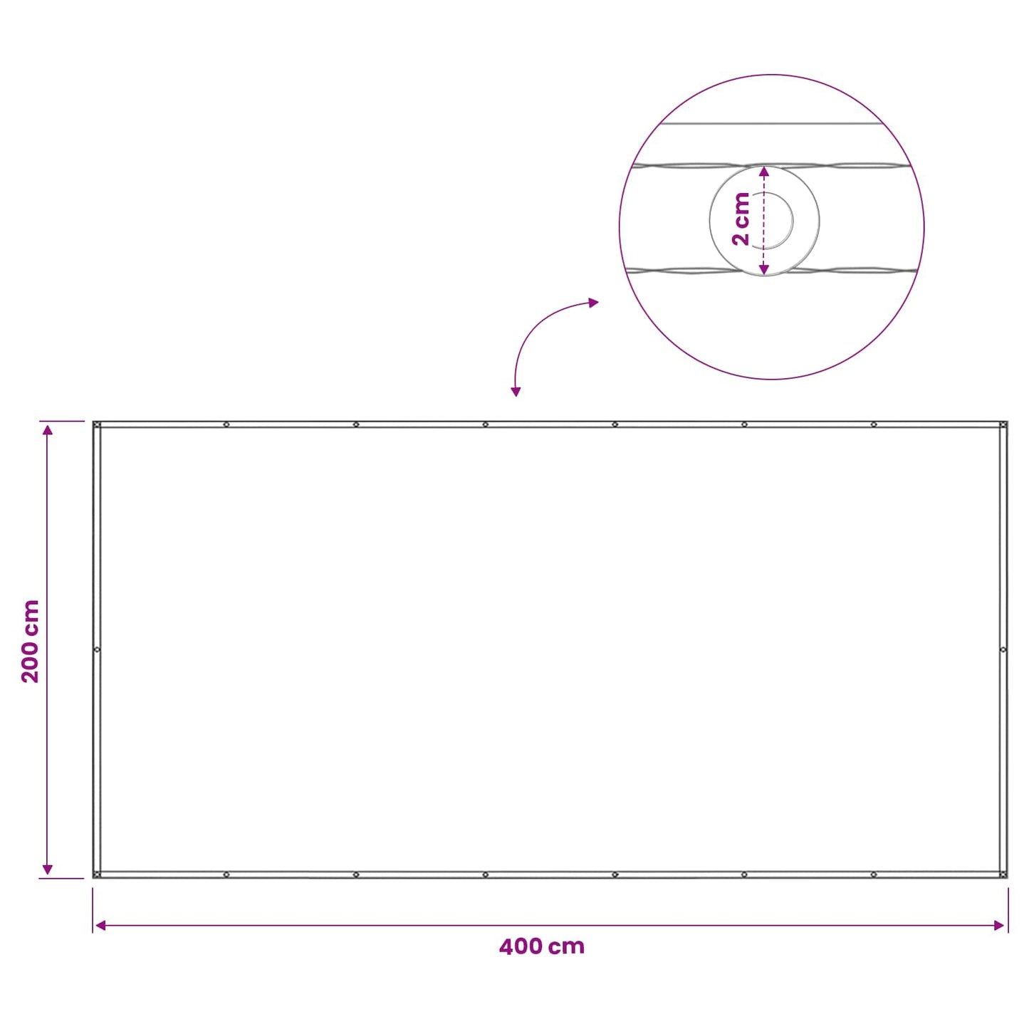 vidaXL Αδιάφανο σκίαστρο μπαλκονιού 200 x 400 cm