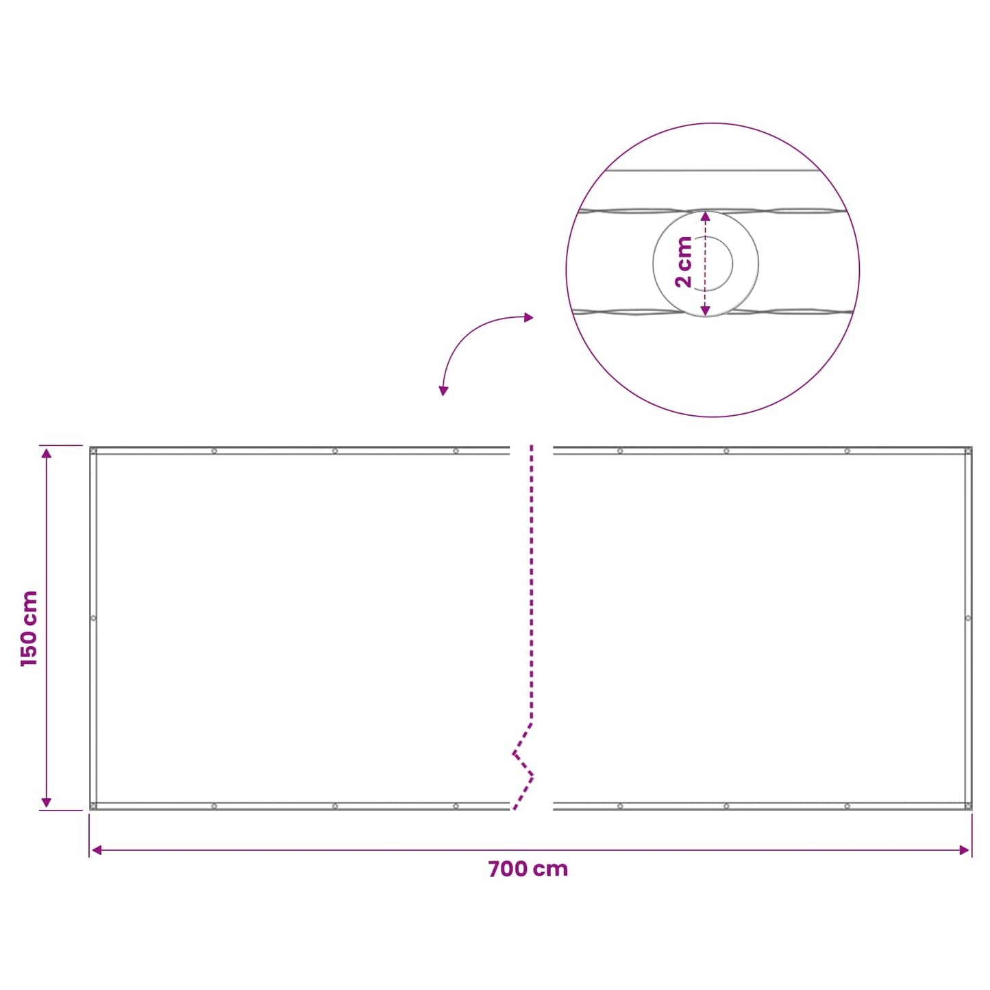 vidaXL Αδιάφανο σκίαστρο μπαλκονιού 150 x 700 cm