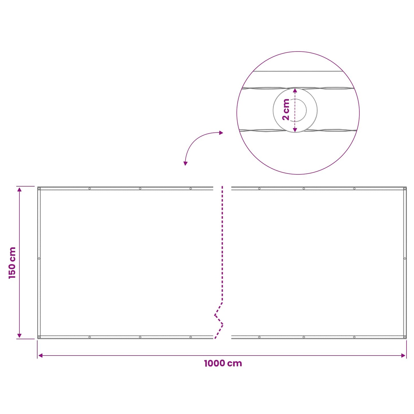 vidaXL Αδιάφανο σκίαστρο μπαλκονιού 150 x 1000 cm