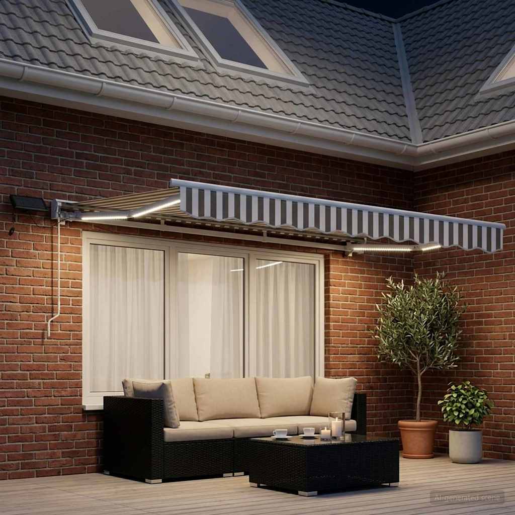 vidaXL Χειροκίνητο πλαίσιο τέντας με LED 3 x 2 m