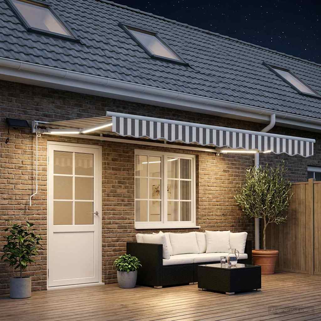 vidaXL Χειροκίνητο πλαίσιο τέντας με LED 4,5 x 3 μ