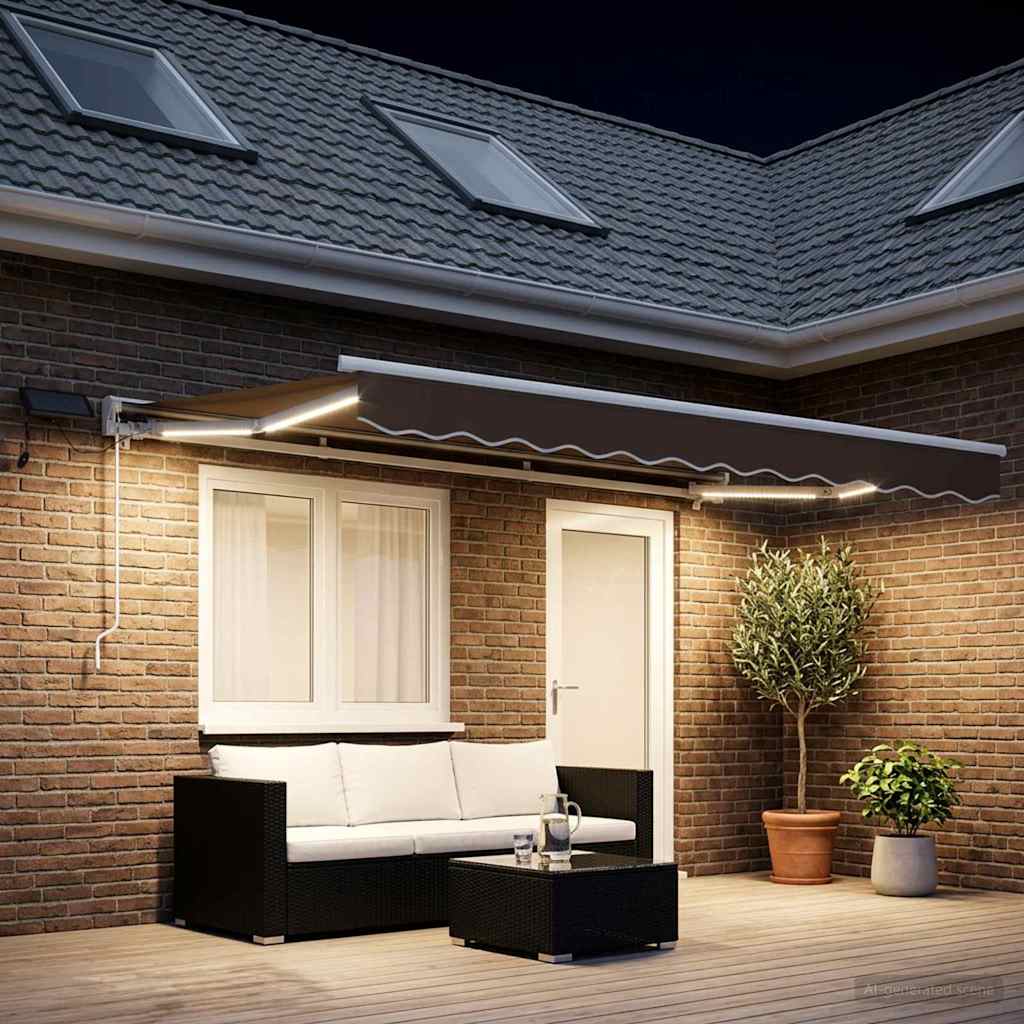 vidaXL Χειροκίνητο πλαίσιο τέντας με LED Taupe 4 x 3,5 μ