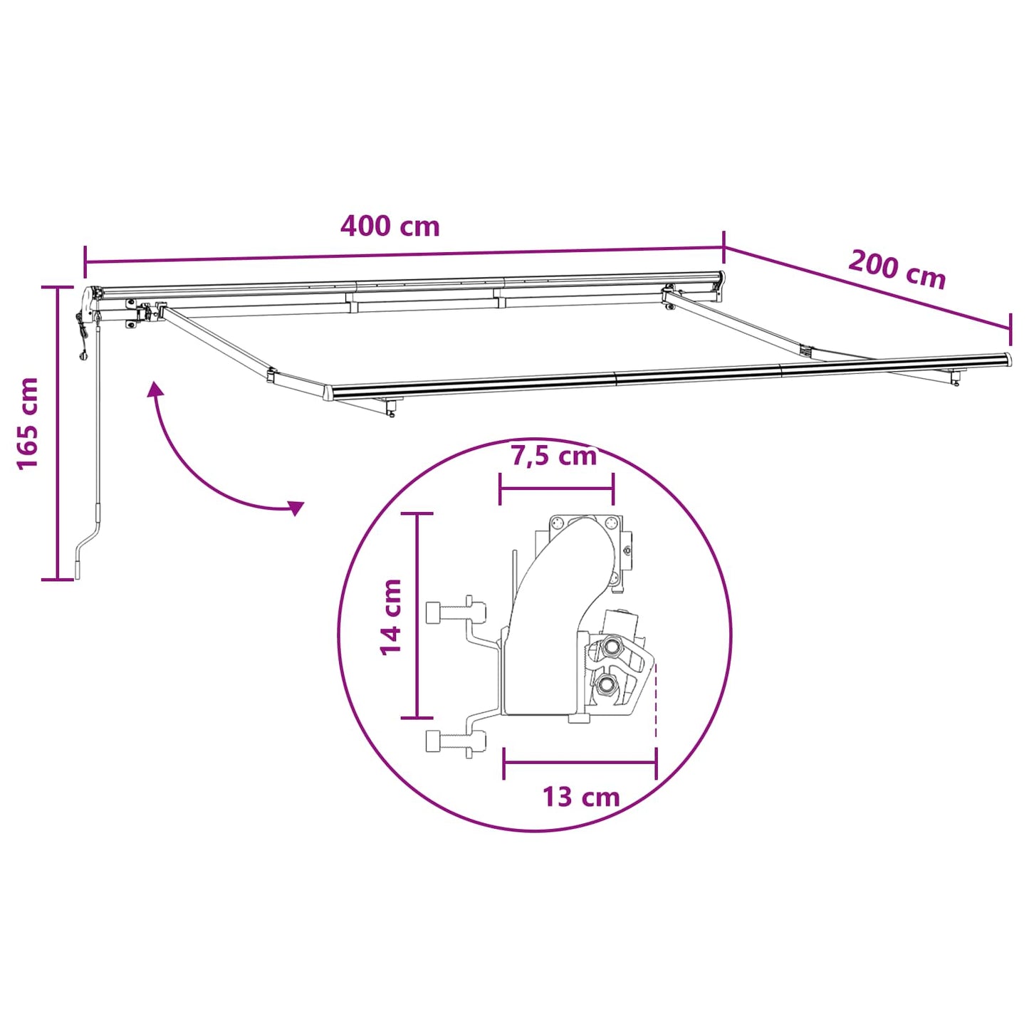 vidaXL Αναδιπλούμενη τέντα Taupe 4 x 2 m ύφασμα