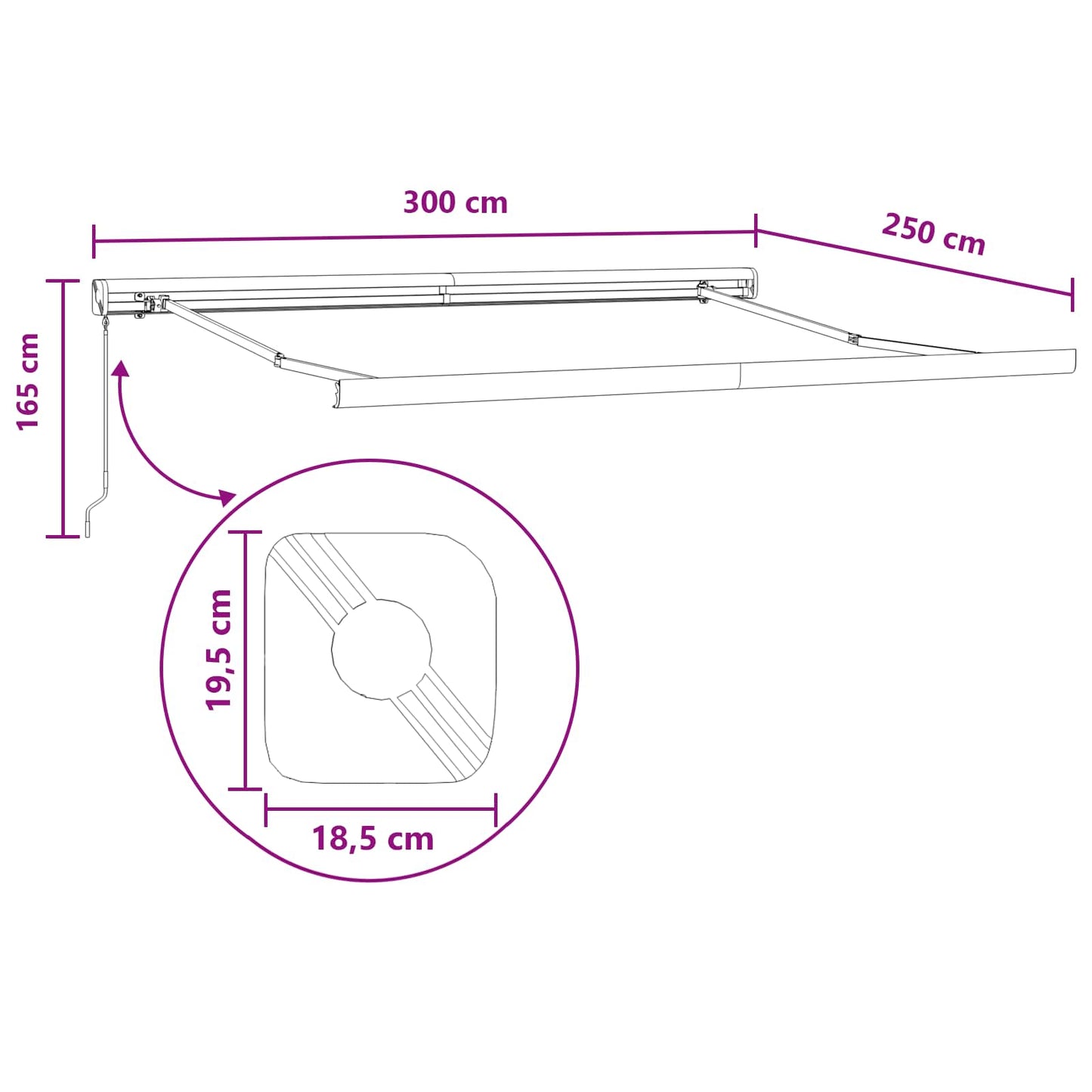 vidaXL Αναδιπλούμενη τέντα Άμμος 300 x 250 εκ Καμβάς και Αλουμίνιο