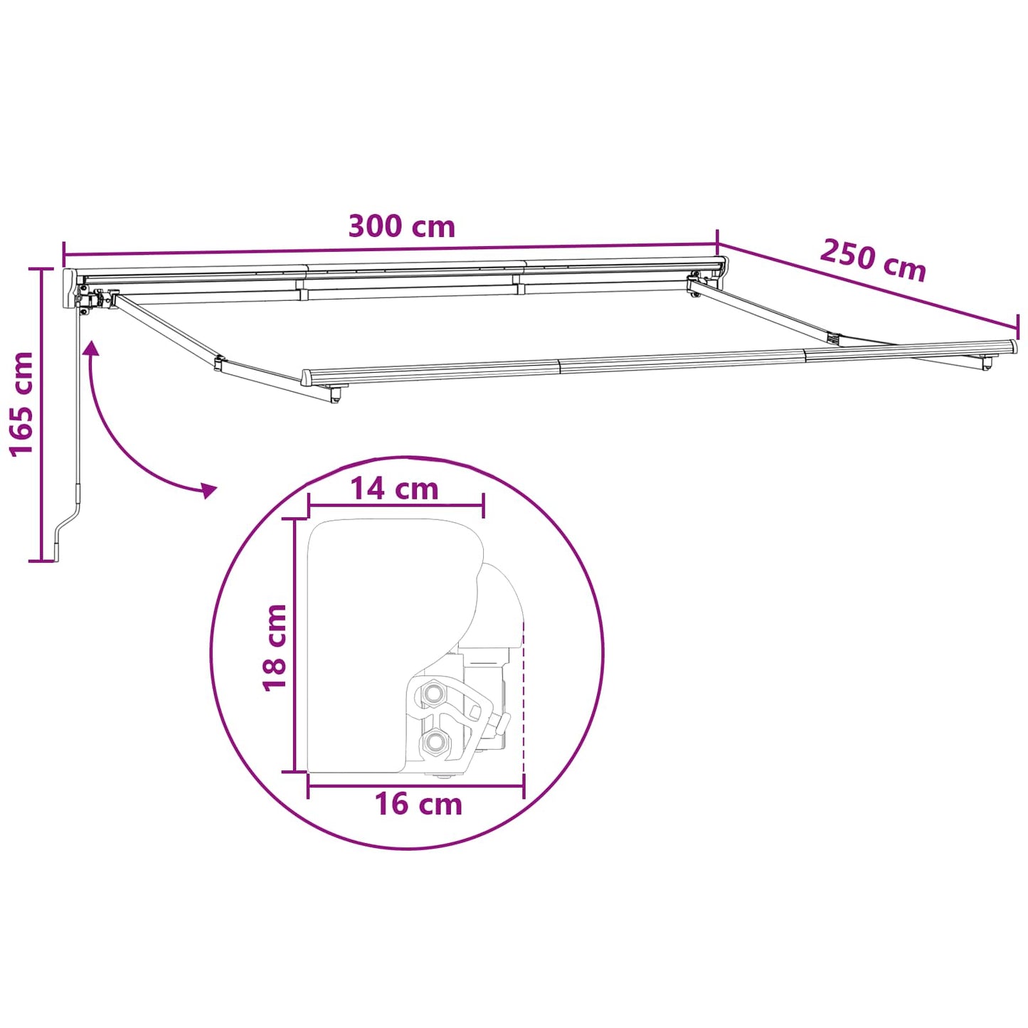 vidaXL Χειροκίνητο πλαίσιο τέντας με LED Taupe 3 x 2,5 μ