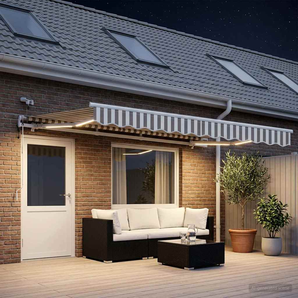 vidaXL Αναδιπλούμενη τέντα Ανοιχτό Γκρι και Λευκό 400 x 350 εκ
