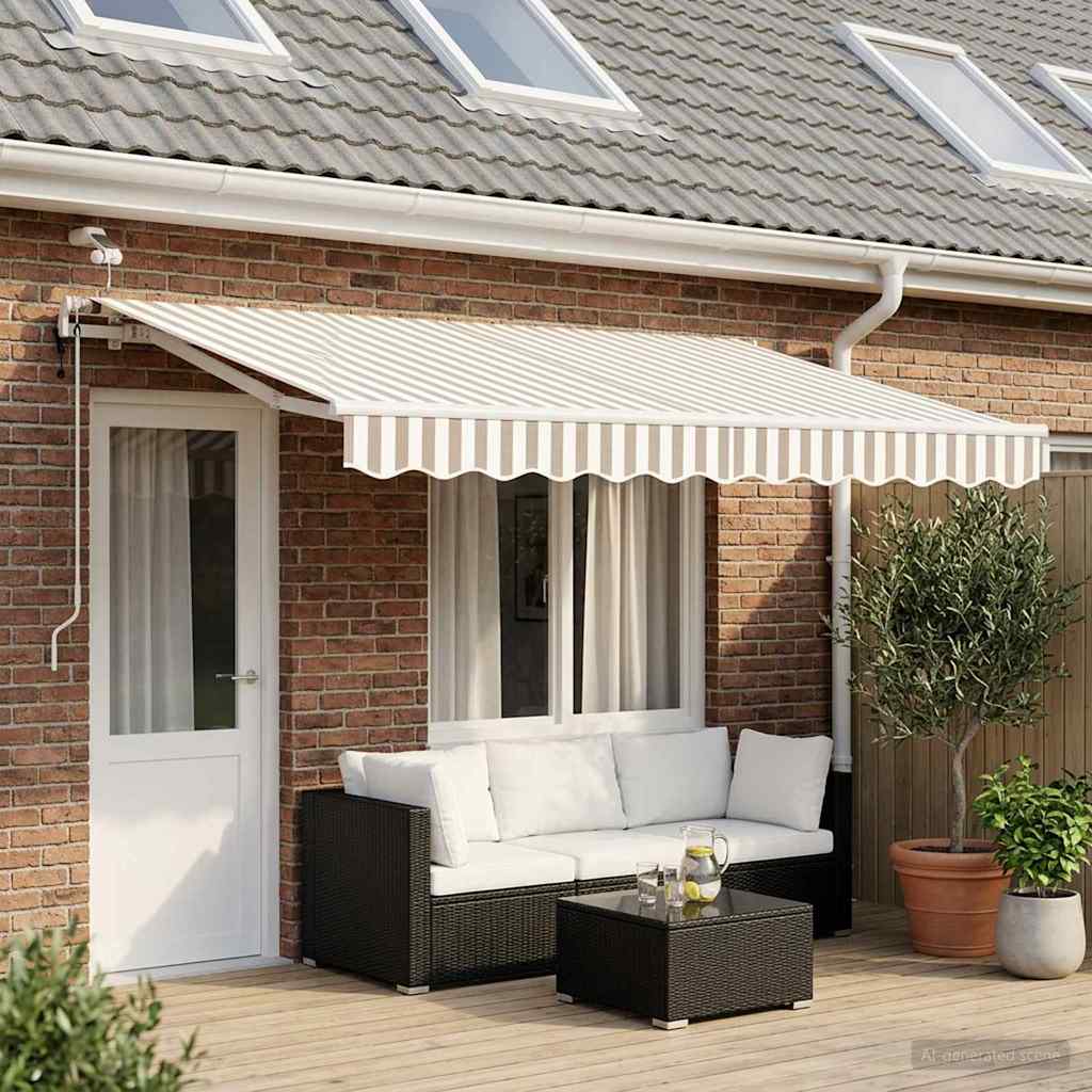 vidaXL Αναδιπλούμενη τέντα Ανοιχτό Γκρι και Λευκό 600 x 300 εκ